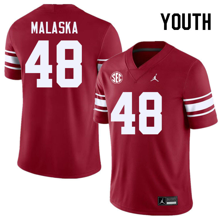 Youth #48 Jocelyn Malaska Oklahoma Sooners 2024 SEC Conference College Football Jerseys-Throwback